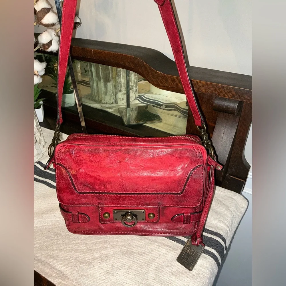 NWOT Frye Leather Cameron Crossbody Clutch Bag Burnt Red Hangtag MSRP $398 - Picture 5 of 16